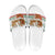 Iran Christmas Slide Sandals with Santa Sleigh Reindeer Map and Green Red Snowflake Pattern - Wonder Print Shop