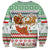 Iran Christmas Sweatshirt with Santa Sleigh Reindeer Map and Green Red Snowflake Pattern - Wonder Print Shop