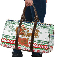 Iran Christmas Travel Bag with Santa Sleigh Reindeer Map and Green Red Snowflake Pattern - Wonder Print Shop