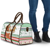 Iran Christmas Travel Bag with Santa Sleigh Reindeer Map and Green Red Snowflake Pattern - Wonder Print Shop