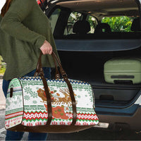 Iran Christmas Travel Bag with Santa Sleigh Reindeer Map and Green Red Snowflake Pattern - Wonder Print Shop