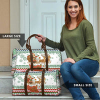 Iran Christmas Travel Bag with Santa Sleigh Reindeer Map and Green Red Snowflake Pattern - Wonder Print Shop