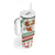 Iran Christmas Tumbler With Handle with Santa Sleigh Reindeer Map and Green Red Snowflake Pattern - Wonder Print Shop