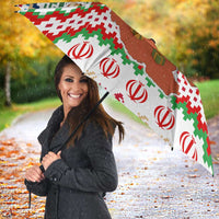 Iran Christmas Umbrella with Santa Sleigh Reindeer Map and Green Red Snowflake Pattern - Wonder Print Shop