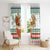 Iran Christmas Window Curtain with Santa Sleigh Reindeer Map and Green Red Snowflake Pattern - Wonder Print Shop