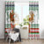 Iran Christmas Window Curtain with Santa Sleigh Reindeer Map and Green Red Snowflake Pattern - Wonder Print Shop