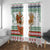 Iran Christmas Window Curtain with Santa Sleigh Reindeer Map and Green Red Snowflake Pattern - Wonder Print Shop