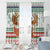 Iran Christmas Window Curtain with Santa Sleigh Reindeer Map and Green Red Snowflake Pattern - Wonder Print Shop