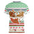 Iran Christmas Women V-Neck T-Shirt with Santa Sleigh Reindeer Map and Green Red Snowflake Pattern - Wonder Print Shop