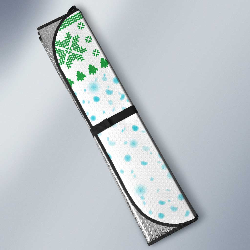 Iran Christmas Auto Sun Shade with Santa Taking Photos Ancient Columns and Snowflake Gift Pattern - Wonder Print Shop