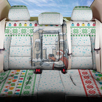 Iran Christmas Back Car Seat Cover with Santa Taking Photos Ancient Columns and Snowflake Gift Pattern - Wonder Print Shop