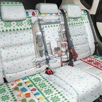 Iran Christmas Back Car Seat Cover with Santa Taking Photos Ancient Columns and Snowflake Gift Pattern - Wonder Print Shop