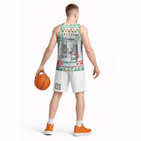 Iran Christmas Basketball Jersey with Santa Taking Photos Ancient Columns and Snowflake Gift Pattern - Wonder Print Shop