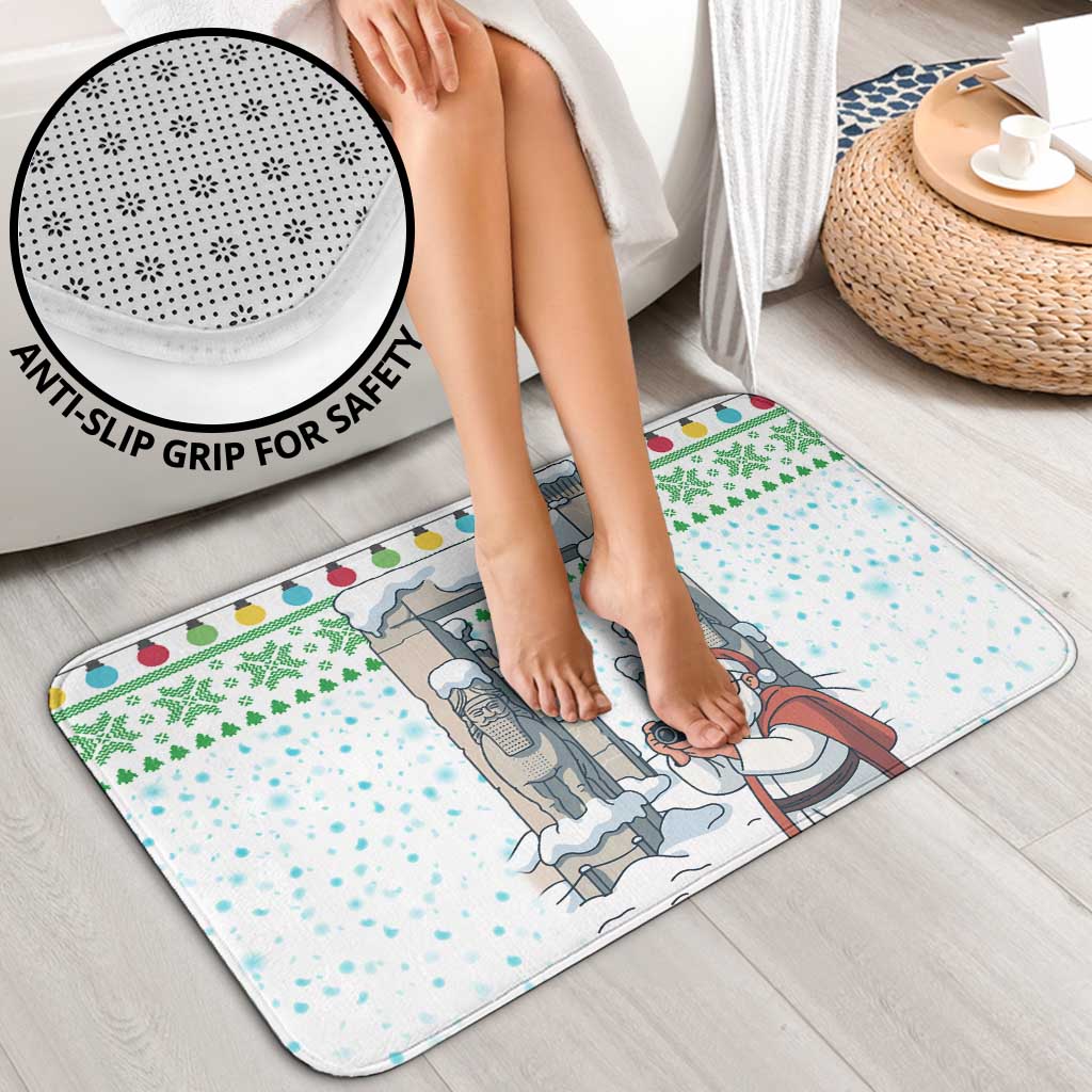 Iran Christmas Bathroom Set with Santa Taking Photos Ancient Columns and Snowflake Gift Pattern - Wonder Print Shop