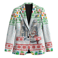 Iran Christmas Blazer with Santa Taking Photos Ancient Columns and Snowflake Gift Pattern - Wonder Print Shop