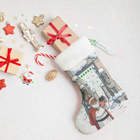 Iran Christmas Stocking with Santa Taking Photos Ancient Columns and Snowflake Gift Pattern - Wonder Print Shop