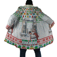 Iran Christmas Cloak with Santa Taking Photos Ancient Columns and Snowflake Gift Pattern - Wonder Print Shop