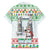 Iran Christmas Family Matching Short Sleeve Bodycon Dress and Hawaiian Shirt with Santa Taking Photos Ancient Columns and Snowflake Gift Pattern - Wonder Print Shop