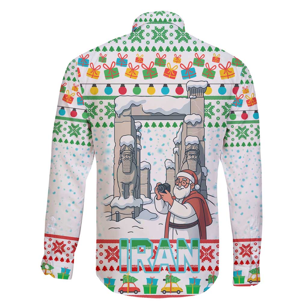 Iran Christmas Family Matching Tank Maxi Dress and Hawaiian Shirt with Santa Taking Photos Ancient Columns and Snowflake Gift Pattern - Wonder Print Shop