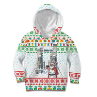 Iran Christmas Kid Hoodie with Santa Taking Photos Ancient Columns and Snowflake Gift Pattern - Wonder Print Shop