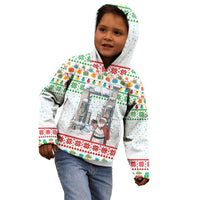 Iran Christmas Kid Hoodie with Santa Taking Photos Ancient Columns and Snowflake Gift Pattern - Wonder Print Shop
