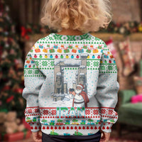 Iran Christmas Kid Ugly Christmas Sweater with Santa Taking Photos Ancient Columns and Snowflake Gift Pattern - Wonder Print Shop