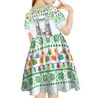 Iran Christmas Kid Short Sleeve Dress with Santa Taking Photos Ancient Columns and Snowflake Gift Pattern - Wonder Print Shop