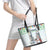 Iran Christmas Leather Tote Bag with Santa Taking Photos Ancient Columns and Snowflake Gift Pattern - Wonder Print Shop