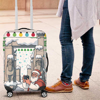 Iran Christmas Luggage Cover with Santa Taking Photos Ancient Columns and Snowflake Gift Pattern - Wonder Print Shop