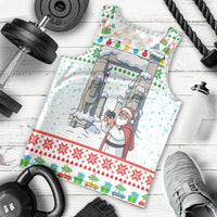 Iran Christmas Men Tank Top with Santa Taking Photos Ancient Columns and Snowflake Gift Pattern - Wonder Print Shop