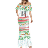 Iran Christmas Mermaid Dress with Santa Taking Photos Ancient Columns and Snowflake Gift Pattern - Wonder Print Shop