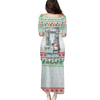 Iran Christmas Puletasi with Santa Taking Photos Ancient Columns and Snowflake Gift Pattern - Wonder Print Shop