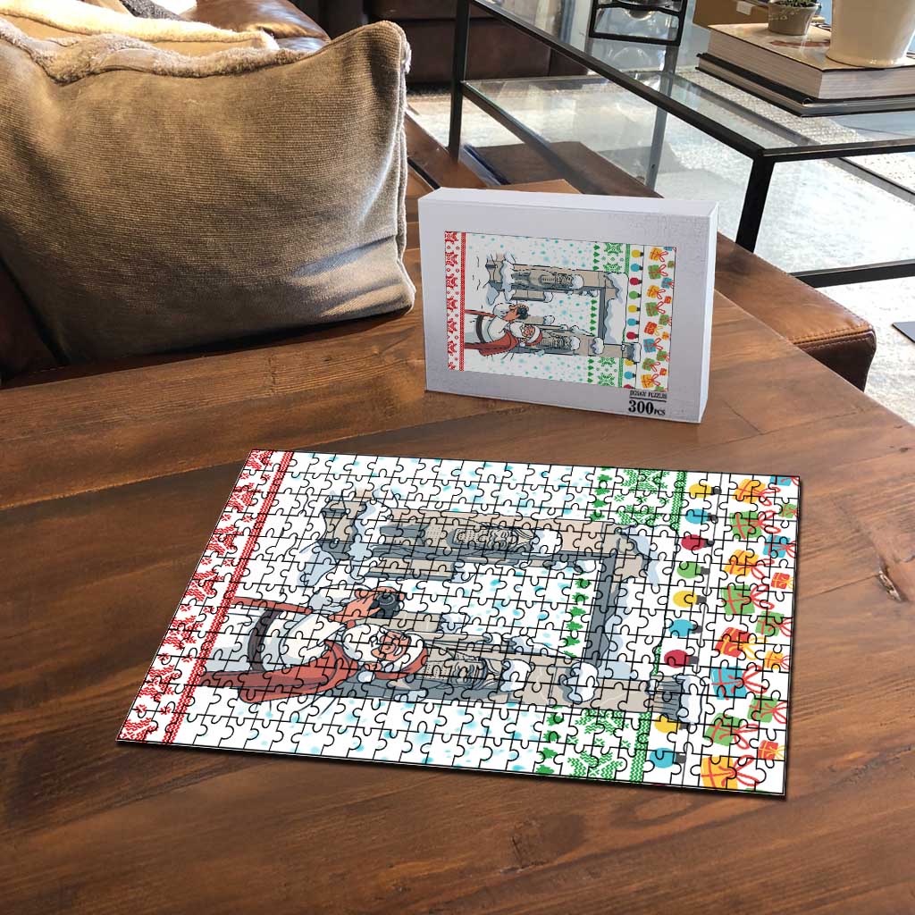 Iran Christmas Puzzle with Santa Taking Photos Ancient Columns and Snowflake Gift Pattern - Wonder Print Shop