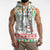 Iran Christmas Sleeveless Hoodie with Santa Taking Photos Ancient Columns and Snowflake Gift Pattern - Wonder Print Shop