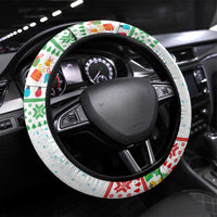 Iran Christmas Steering Wheel Cover with Santa Taking Photos Ancient Columns and Snowflake Gift Pattern - Wonder Print Shop