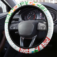 Iran Christmas Steering Wheel Cover with Santa Taking Photos Ancient Columns and Snowflake Gift Pattern - Wonder Print Shop