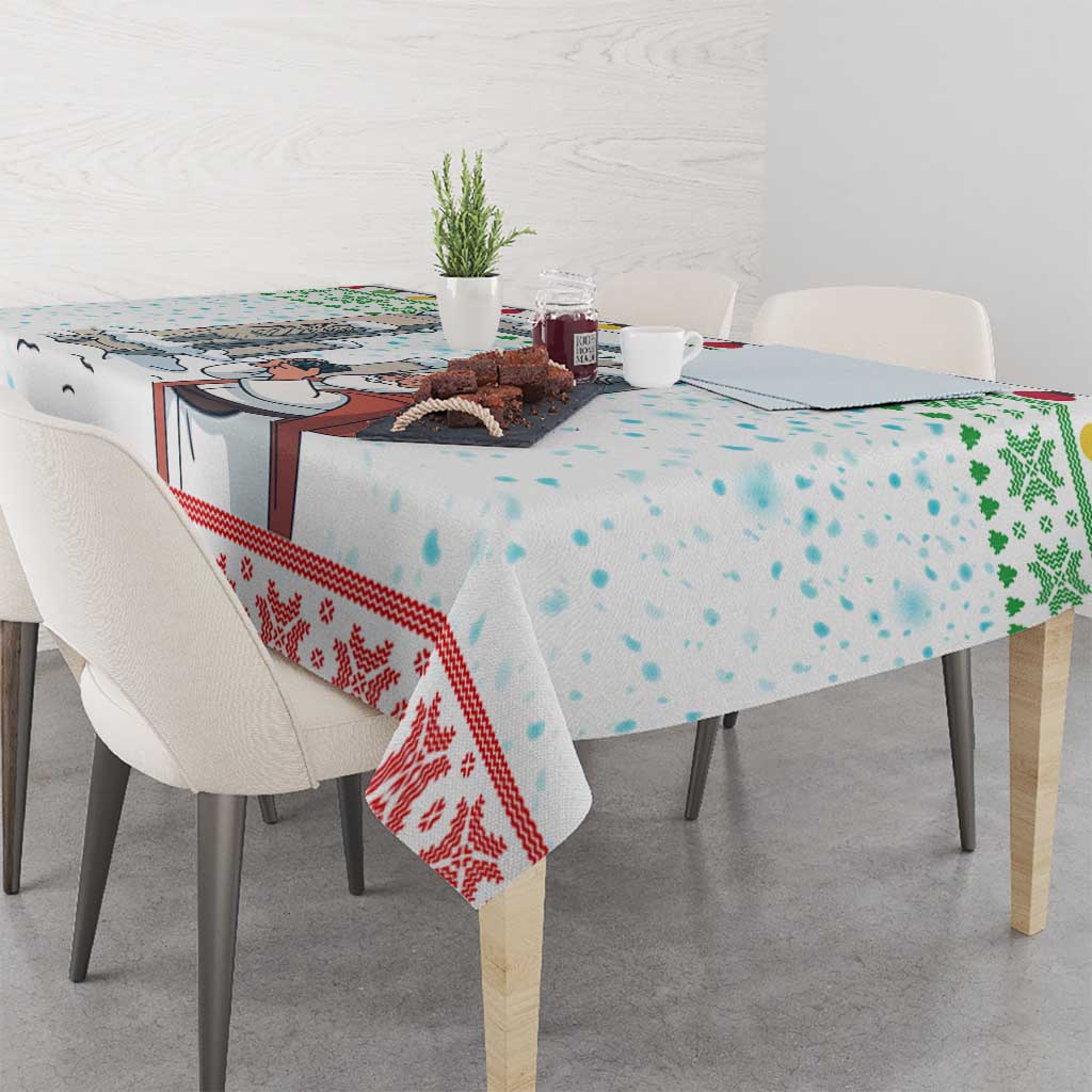 Iran Christmas Tablecloth with Santa Taking Photos Ancient Columns and Snowflake Gift Pattern - Wonder Print Shop