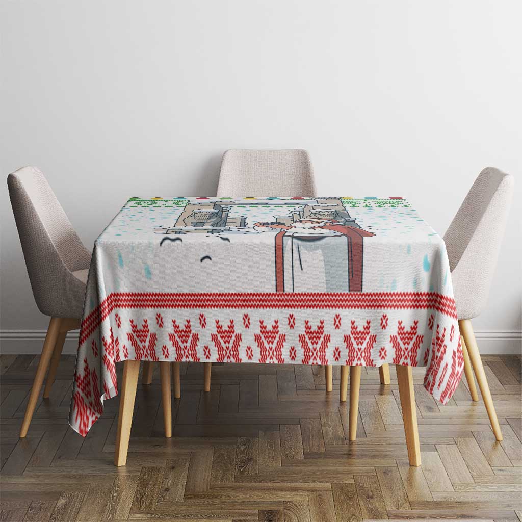 Iran Christmas Tablecloth with Santa Taking Photos Ancient Columns and Snowflake Gift Pattern - Wonder Print Shop