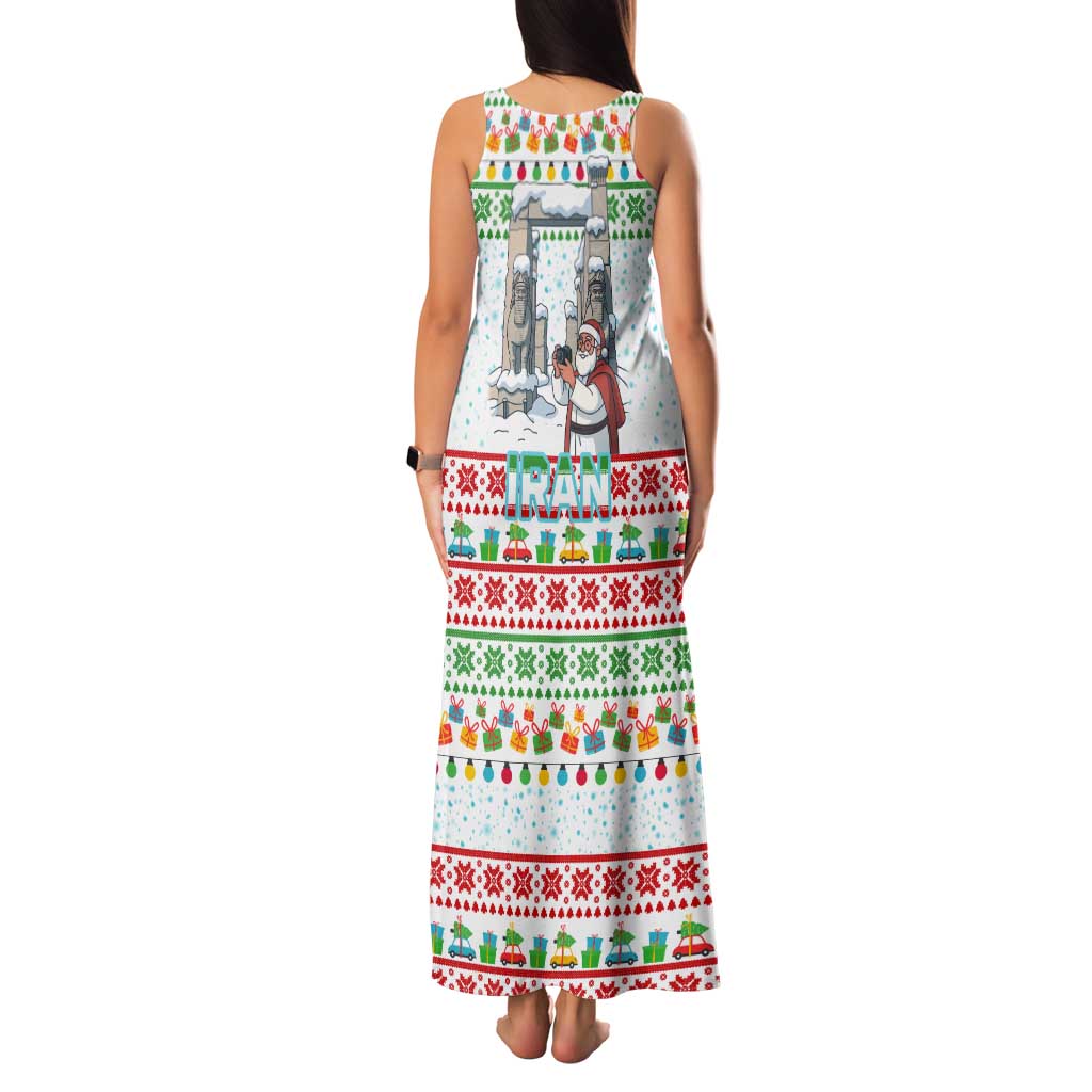 Iran Christmas Tank Maxi Dress with Santa Taking Photos Ancient Columns and Snowflake Gift Pattern - Wonder Print Shop