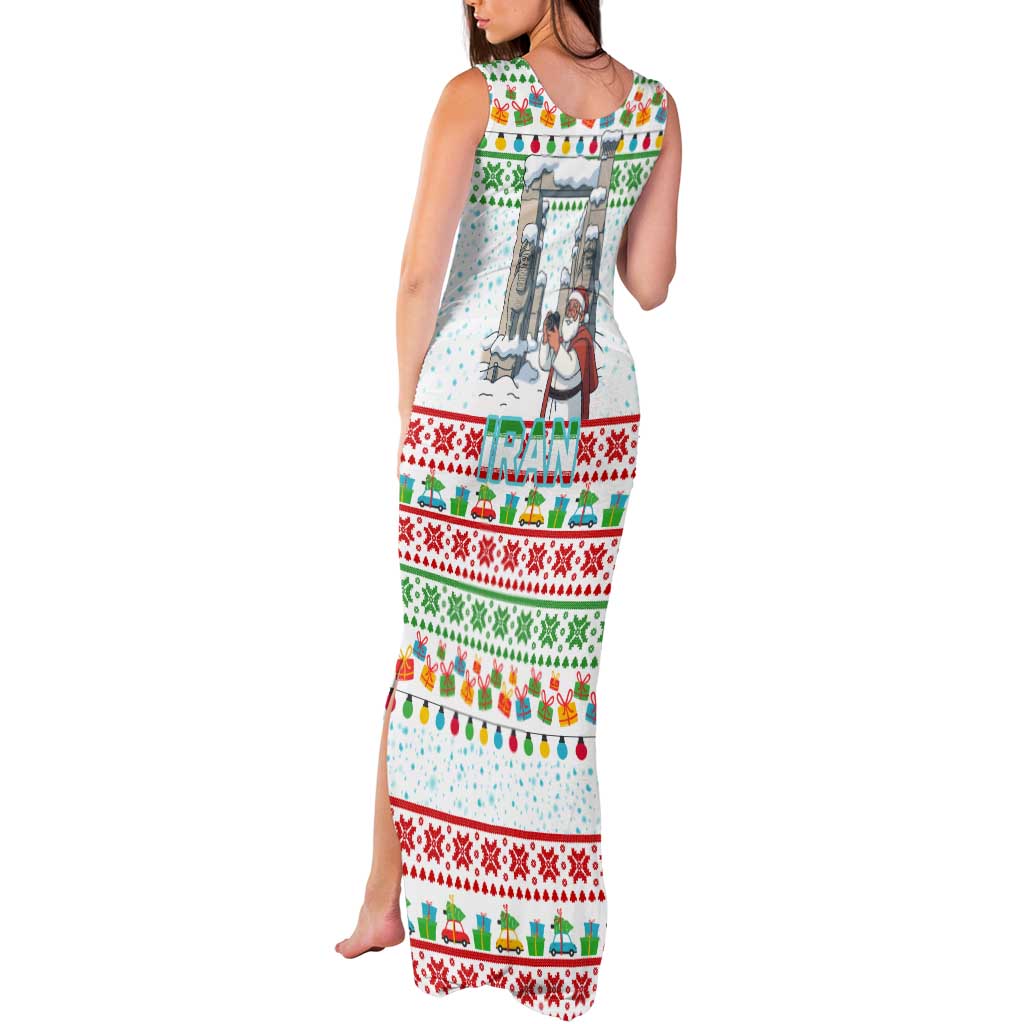 Iran Christmas Tank Maxi Dress with Santa Taking Photos Ancient Columns and Snowflake Gift Pattern - Wonder Print Shop