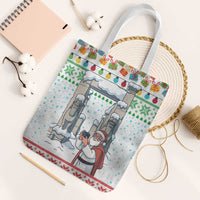 Iran Christmas Tote Bag with Santa Taking Photos Ancient Columns and Snowflake Gift Pattern - Wonder Print Shop