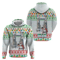 Iran Christmas Zip Hoodie with Santa Taking Photos Ancient Columns and Snowflake Gift Pattern - Wonder Print Shop