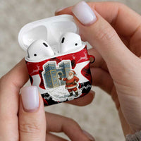 Iraq Christmas AirPods Case with Santa Ishtar Gate Red Plaid and Snowflake Reindeer Pattern - Wonder Print Shop