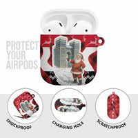 Iraq Christmas AirPods Case with Santa Ishtar Gate Red Plaid and Snowflake Reindeer Pattern - Wonder Print Shop