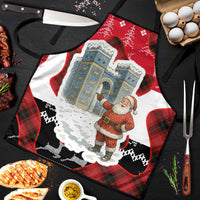 Iraq Christmas Apron with Santa Ishtar Gate Red Plaid and Snowflake Reindeer Pattern - Wonder Print Shop