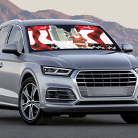 Iraq Christmas Auto Sun Shade with Santa Ishtar Gate Red Plaid and Snowflake Reindeer Pattern - Wonder Print Shop