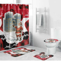 Iraq Christmas Bathroom Set with Santa Ishtar Gate Red Plaid and Snowflake Reindeer Pattern - Wonder Print Shop