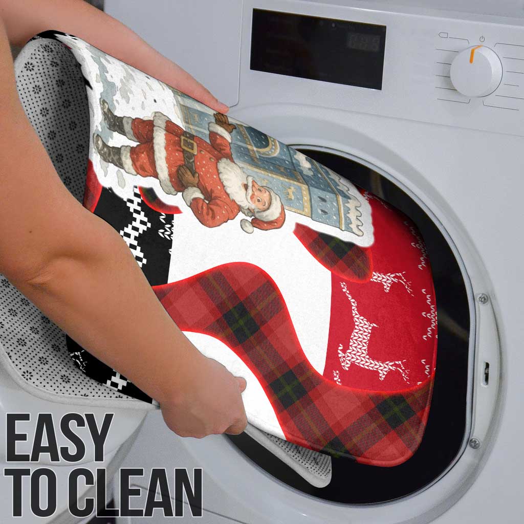 Iraq Christmas Bathroom Set with Santa Ishtar Gate Red Plaid and Snowflake Reindeer Pattern - Wonder Print Shop