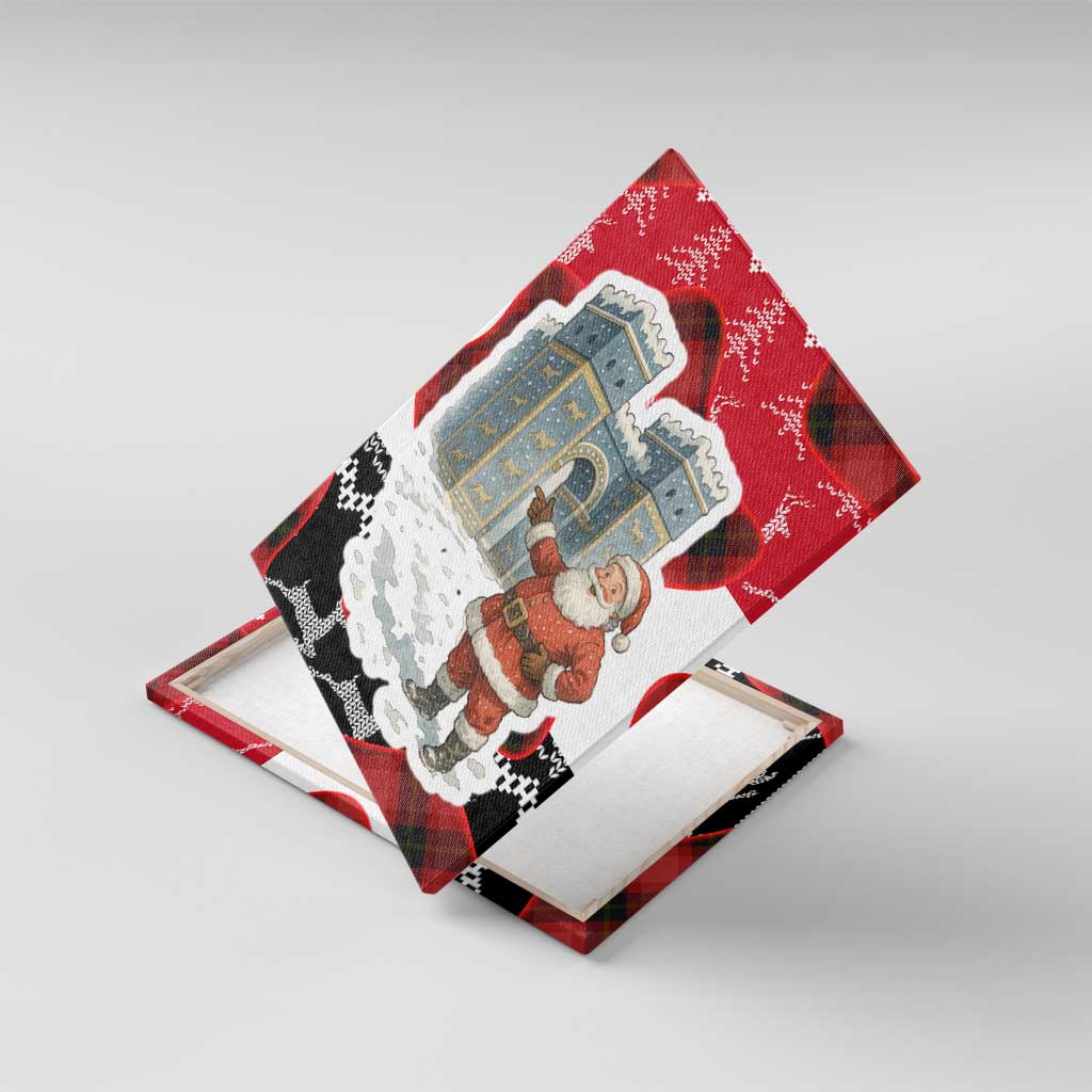 Iraq Christmas Canvas Wall Art with Santa Ishtar Gate Red Plaid and Snowflake Reindeer Pattern - Wonder Print Shop