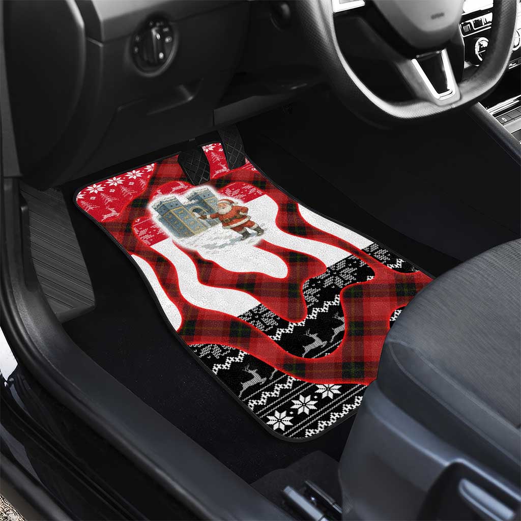 Iraq Christmas Car Mats with Santa Ishtar Gate Red Plaid and Snowflake Reindeer Pattern - Wonder Print Shop